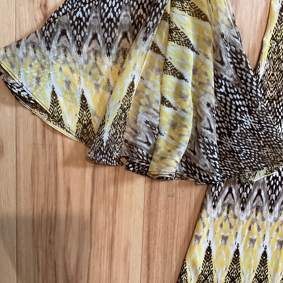 MSK Printed Dress, Brown/Yellow Combo, Size Small - Picture 6 of 8